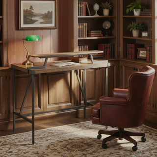 Sunvega Industrial Counter Table with Wood-Pressed Grain Bamboo Top and Removable Shelf