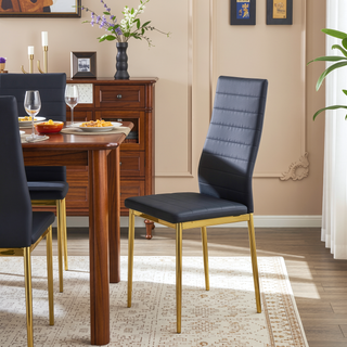 Sunvega Golden Legs and Black Seat Comfortable Durable Dining Chair Set of 4