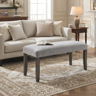 Sunvega Mossy Grey Backless Bench with Memory Foam Topper and Tapered Legs