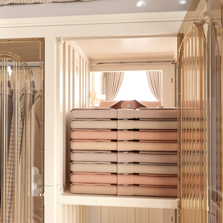 Sunvega Portable Wardrobe Closet Storage Organizer with 9 Magnetic Doors and Hanging Rod