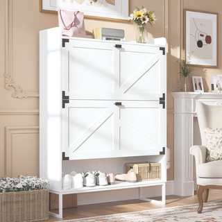 Sunvega 6-Tier Shoe Cabinet with Adjustable Shelves and Swinging Doors for Entryway