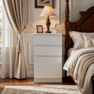 Sunvega White FSC Certified Dresser with Jewelry Box Mirror and Two Drawers