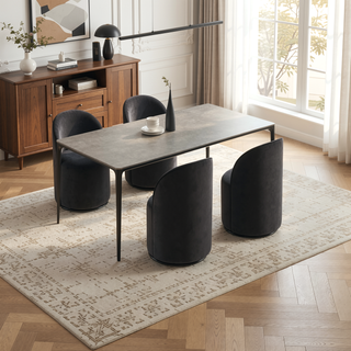 Sunvega Mid Century Modern Round Velvet Upholstered Swivel Dining Barrel Chair