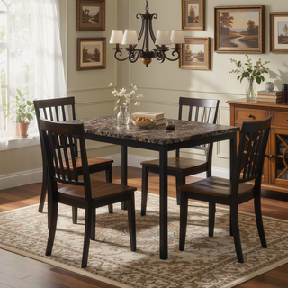 Sunvega Faux Marble Top Metal Frame Dinette Table with Exceptional Durability