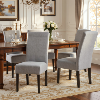 Sunvega Modern Upholstered Dining Chair with T-Stitch Design and Wood Legs