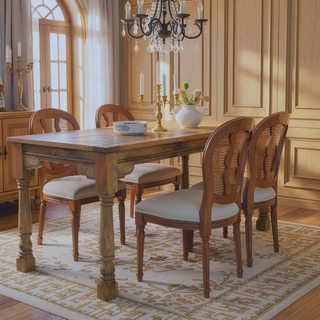 Sunvega 47.2 Inch Solid Wood Round Dining Table with X-Shaped Pedestal Base for 4-6 People