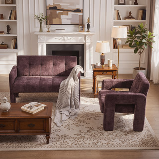 Sunvega Nordic Modern Upholstered Sofa with Dual Armrests for Living Room and Bedroom
