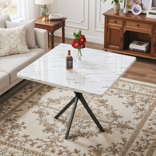 Sunvega Square Dining Table with MDF Top and Carbon Iron Legs for Kitchen Dining Room