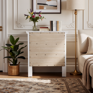 Sunvega Elegant White Minimalist Nightstand with Compact Durable Open Design