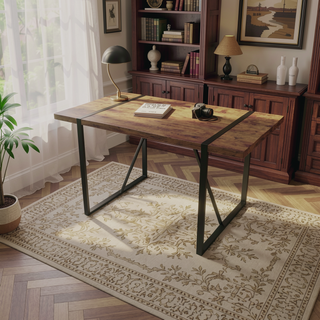 Sunvega 55 Inch MDF Wood Modern Rustic Industrial Rectangular Dining Table