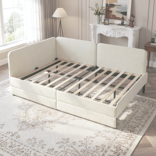 Sunvega Twin Size Upholstered Sofa Bed Frame with 2 Storage Drawers and Velvet