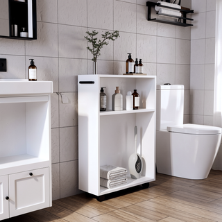 Sunvega Compact Rolling Cart with Open Shelves and Durable Casters in White
