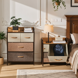 Sunvega 4-Drawer Storage Dresser with Fabric Drawers and Foldable Design for Bedroom