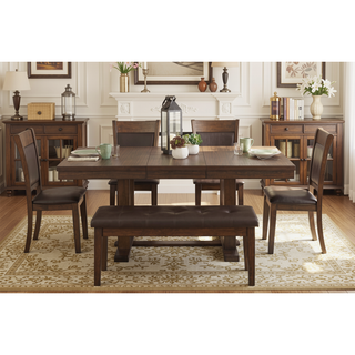 Sunvega Light Rustic Brown Finish Wooden Bench with Button-Tufted Polyester Seat