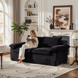 Sunvega Modern Corduroy Cloud Sofa with Comfortable High-Density Sponge for Living Room