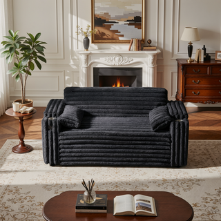 Sunvega Light Grey Corduroy Sofa Bed with Pull Out Bed and USB Charging