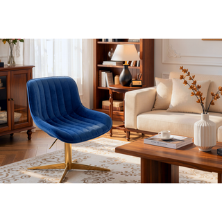 Sunvega Adjustable Velvet Swivel Bar Stool with Chrome Base and Golden Legs, Set of 2