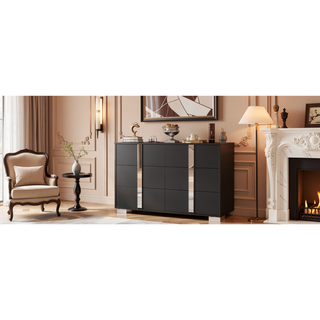 Sunvega Elegant Gray Nightstand with 2 Drawers and Metal Foot for Bedroom