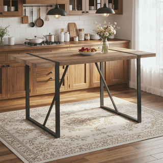 Sunvega 55 Inch MDF Wood Modern Rustic Industrial Rectangular Dining Table