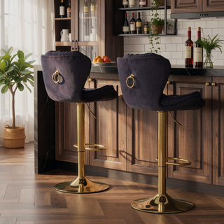 Sunvega Set of 2 Swivel Bar Stools with Chrome Footrest and Adjustable Height