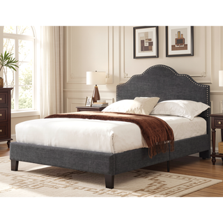 Sunvega Full Upholstered Bed in Charcoal Gray with Transitional Style for Bedroom