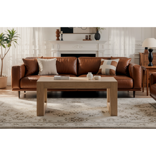 Sunvega Farmhouse Rectangular Dining Table for 4-6 People with Sturdy Wood Legs