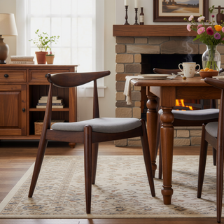 Sunvega Set of 2 Rubberwood Dining Chairs with Ergonomic Backrest and Plush Comfort Cushions