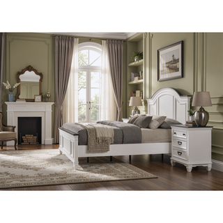 Sunvega Modern Farmhouse King Bedroom Set with Dresser Mirror and Nightstand