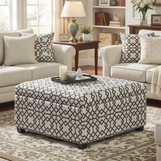 Sunvega Richmond Storage Ottoman with Unique Pattern for Living Room or Bedroom