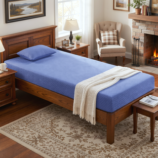 Sunvega 7inch Twin Mattress and Pillow Set with Gel-Infused Memory Foam in Blue