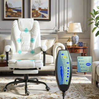 Sunvega High Back PU Leather Office Chair with 7-Point Vibrating Massage and Reclining