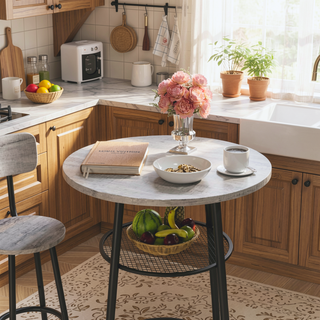 Sunvega Foldable Counter Height Bar Table Set with 2 Stools for Kitchen