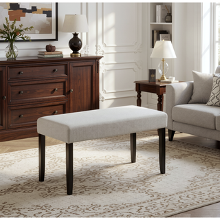 Sunvega Upholstered Dining Bench with Beige Gray Finish and Contemporary Style
