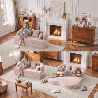 Sunvega 70 Inch Foldable Sofa Bed with 4 Pillows for Living Room Apartment