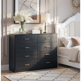 Sunvega Modern 8-Drawer Dresser with Golden Handles for Bedroom Ample Storage