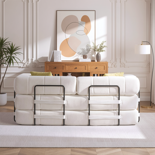 Sunvega High Quality Corduroy Folding Sofa Bed with 2 Pillows and Foam Spring Mattress