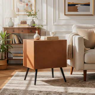 Sunvega Handcrafted Mango Wood and Iron Mid-Century Modern Accent Cabinet with Storage