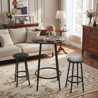 Sunvega Foldable Counter Height Bar Table Set with 2 Stools for Kitchen