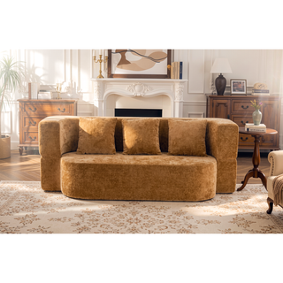 Sunvega Chenille Fabric Convertible Sofa Bed with High-Density Rebound Sponge for Living Room