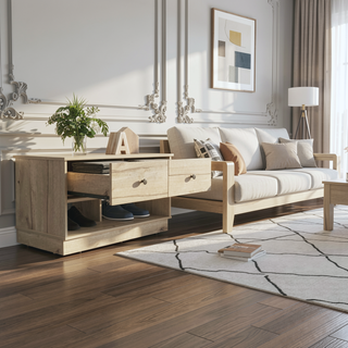 Sunvega Tulip Storage Bench with Two Drawers and Two Shelves