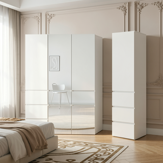 Sunvega Modular Wood Closet Cabinet with Drawers and Ample Storage in Warm White