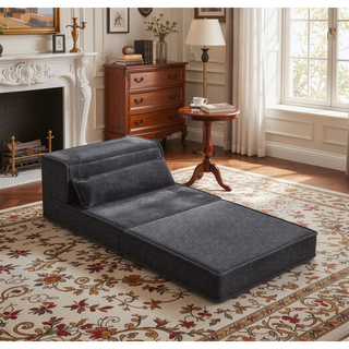 Sunvega Convertible Modular Sectional Mahjong Sofa Bed with Ottoman in Circle Fleece Fabric