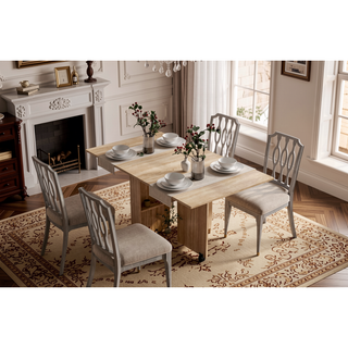 Sunvega Folding Dining Table with 2 Wheels, 2 Storage Racks and Drop Leaves