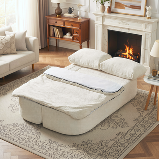 Sunvega Modern Folding Futon Floor Sofa Bed Couch with Silk Wool Cushion Blanket