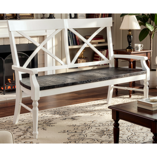 Sunvega Mocha and Antique White Country Style Bench for Your Home