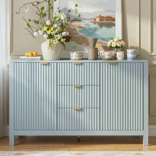 Sunvega Sideboard with Artistic Wave Design and Adjustable Shelves for Living Room