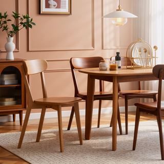 Sunvega Solid Oak Wood Dining Chairs Set of 2 with Curved Backrest and Non-Slip Feet