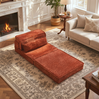 Sunvega Convertible Modular Sectional Mahjong Sofa Bed with Ottoman in Circle Fleece Fabric