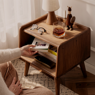 Sunvega Premium European Beechwood Nightstand with Ample Storage and Safe Design