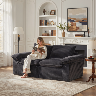 Sunvega Modern Corduroy Cloud Sofa with Comfortable High-Density Sponge for Living Room